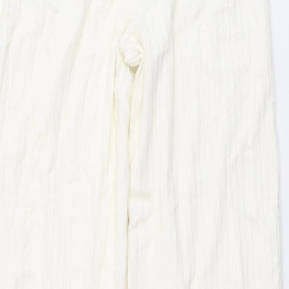 Marks and Spencer Womens Ivory Cotton Trousers Size 8 L33 in Regular Button