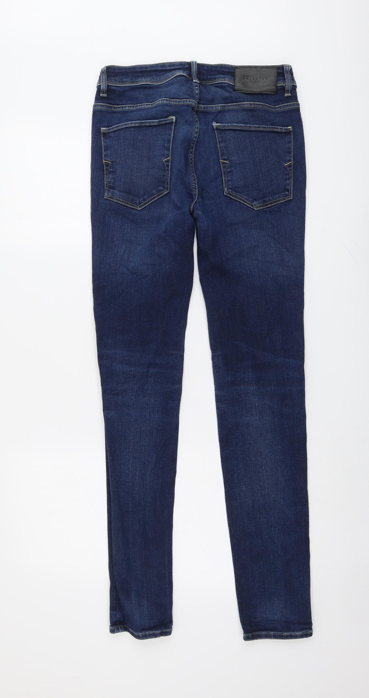 Selected Mens Blue Cotton Skinny Jeans Size 30 in L34 in Regular Button