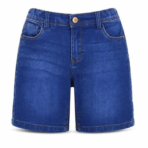 M&Co Girls Blue Cotton Chino Shorts Size 5-6 Years Regular Zip