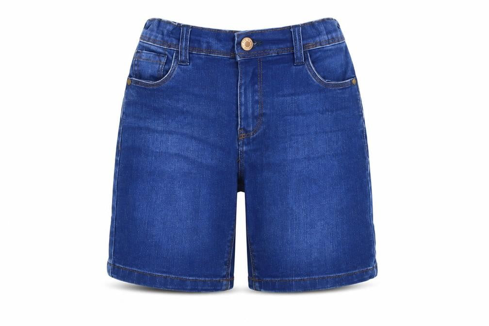 M&Co Girls Blue Cotton Chino Shorts Size 5-6 Years Regular Zip