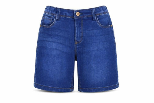 M&Co Girls Blue Cotton Chino Shorts Size 5-6 Years Regular Zip