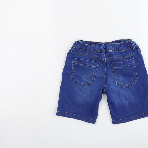 M&Co Girls Blue Cotton Chino Shorts Size 5-6 Years Regular Zip