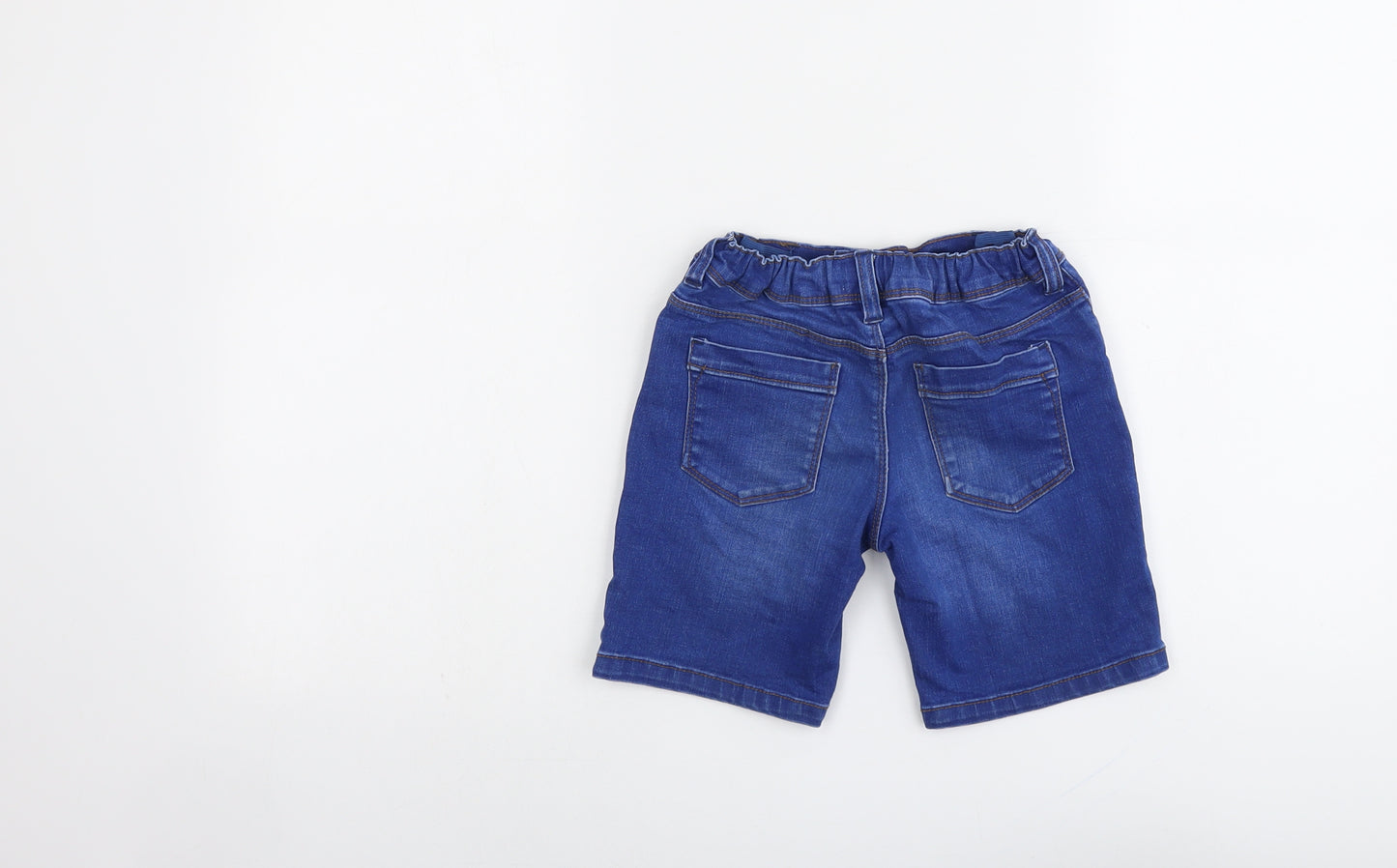 M&Co Girls Blue Cotton Chino Shorts Size 5-6 Years Regular Zip