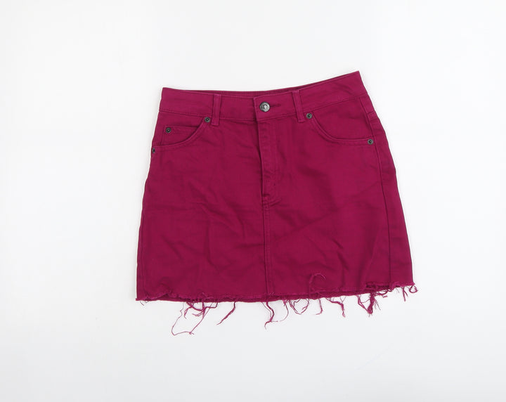 Topshop Womens Purple Cotton Mini Skirt Size 6 Button