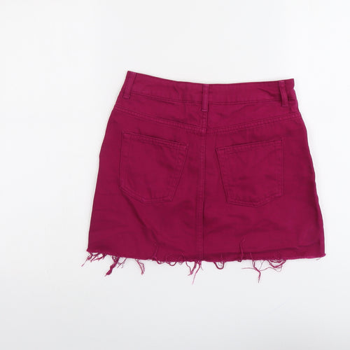 Topshop Womens Purple Cotton Mini Skirt Size 6 Button