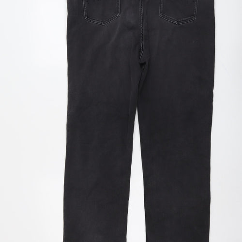 Per Una Womens Grey Cotton Straight Jeans Size 18 L26 in Regular Button
