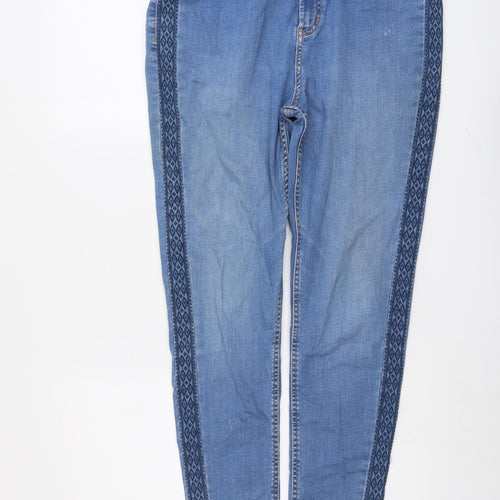 Per Una Womens Blue Cotton Skinny Jeans Size 14 L27 in Regular Button