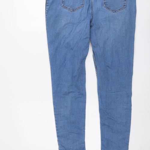 Per Una Womens Blue Cotton Skinny Jeans Size 14 L27 in Regular Button