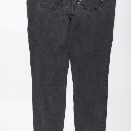NEXT Womens Grey Cotton Skinny Jeans Size 16 L30 in Regular Button - Flower