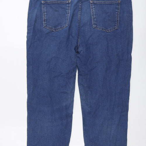 Marks and Spencer Womens Blue Cotton Cropped Jeans Size 16 L22 in Regular Button