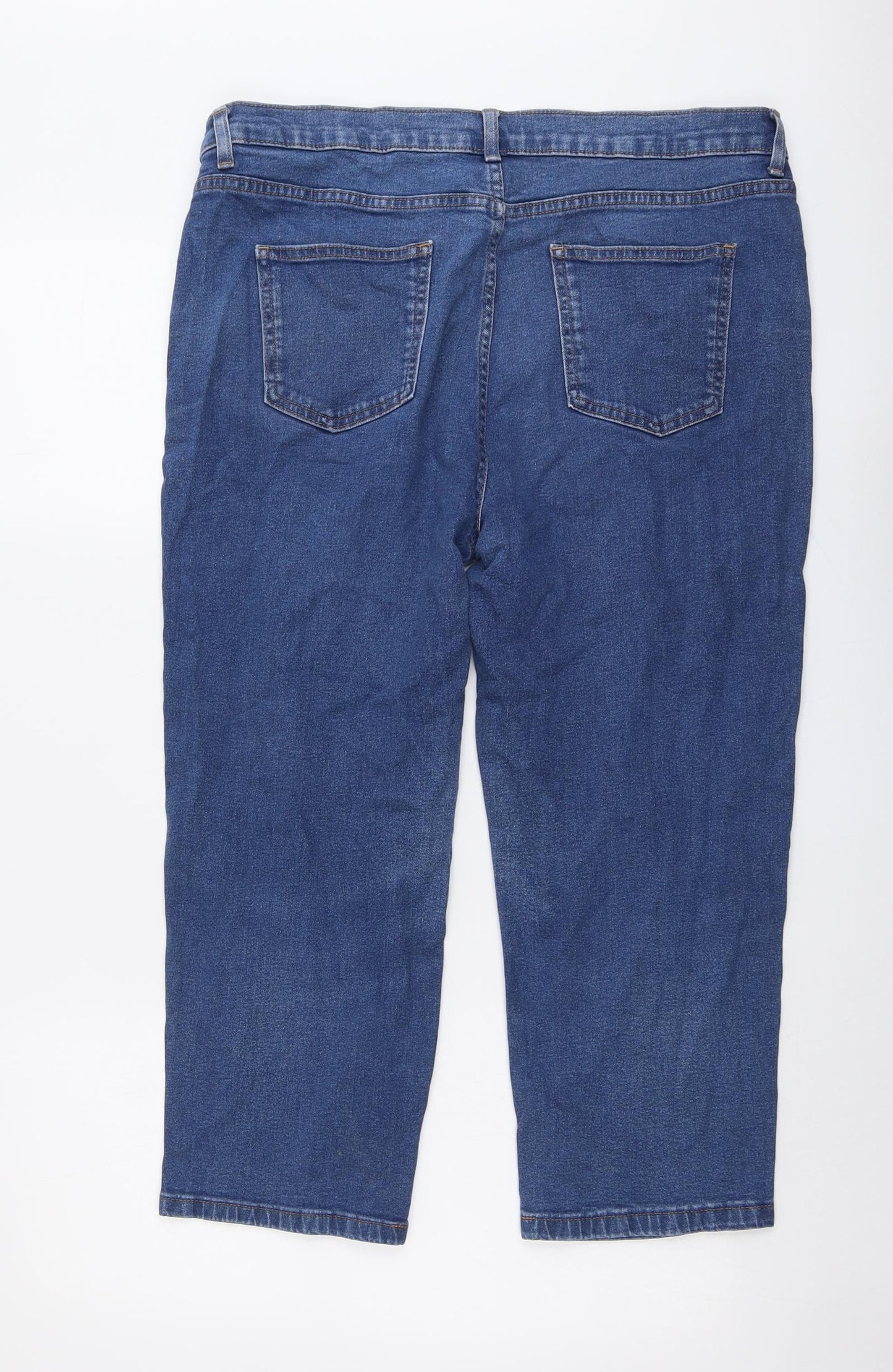 Marks and Spencer Womens Blue Cotton Cropped Jeans Size 16 L22 in Regular Button