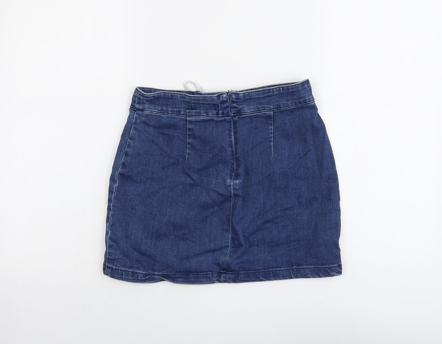 FOREVER 21 Womens Blue Cotton Mini Skirt Size S Zip
