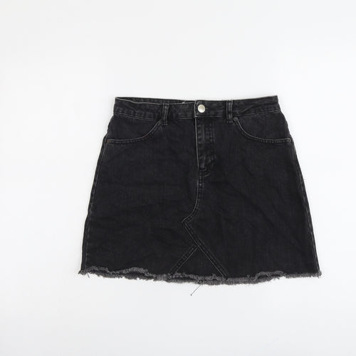 Miss Selfridge Womens Grey Cotton A-Line Skirt Size 10 Button