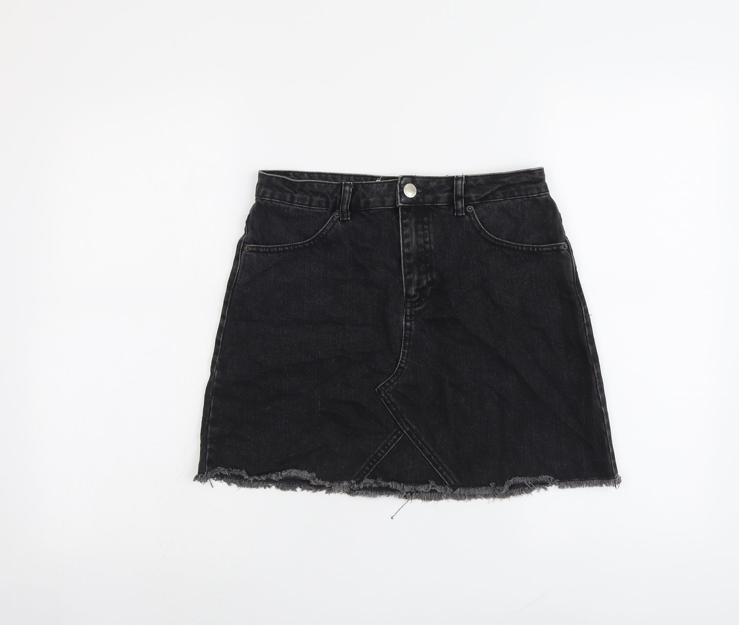 Miss Selfridge Womens Grey Cotton A-Line Skirt Size 10 Button