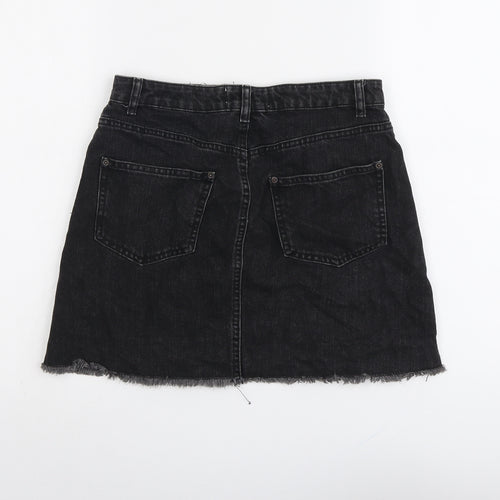 Miss Selfridge Womens Grey Cotton A-Line Skirt Size 10 Button