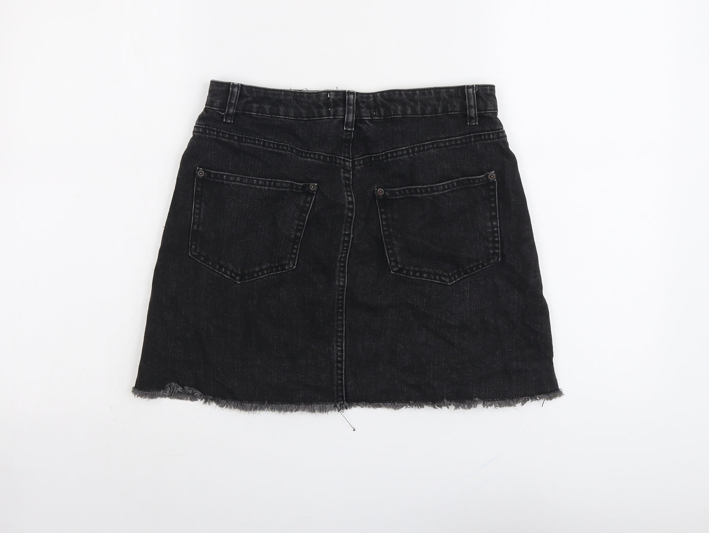 Miss Selfridge Womens Grey Cotton A-Line Skirt Size 10 Button