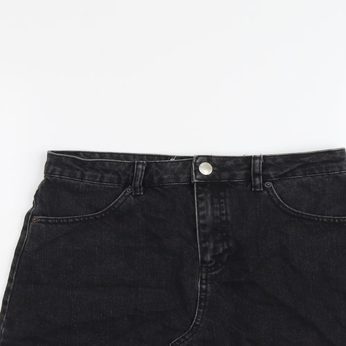 Miss Selfridge Womens Grey Cotton A-Line Skirt Size 10 Button