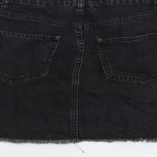 Miss Selfridge Womens Grey Cotton A-Line Skirt Size 10 Button