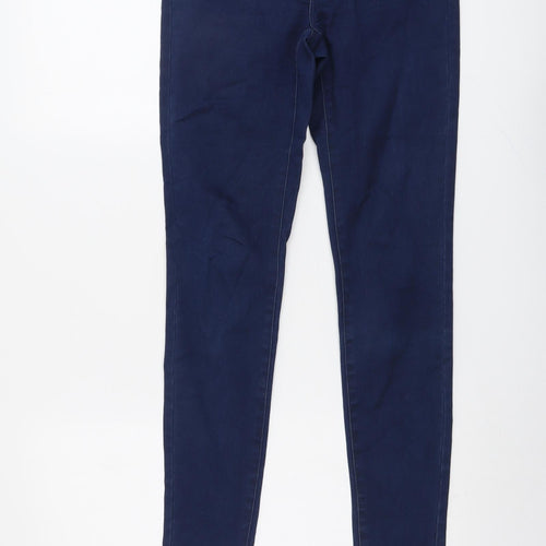 Warehouse Womens Blue Cotton Skinny Jeans Size 10 L28 in Regular Button