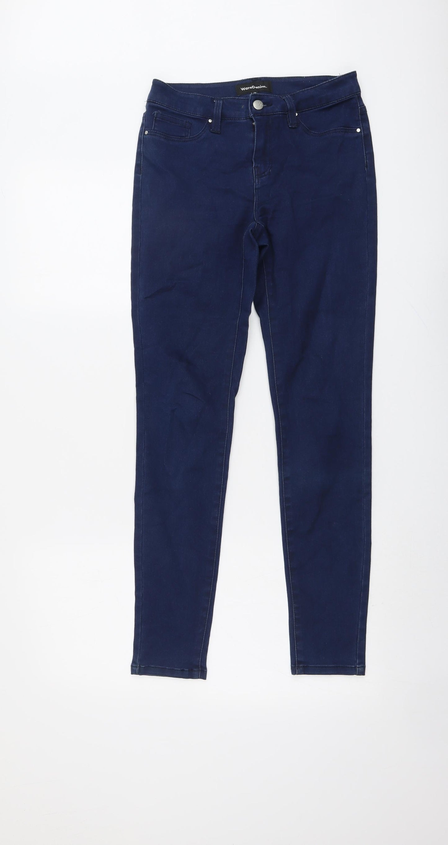 Warehouse Womens Blue Cotton Skinny Jeans Size 10 L28 in Regular Button