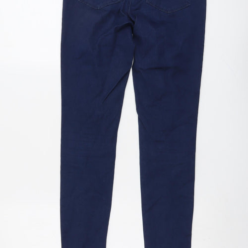 Warehouse Womens Blue Cotton Skinny Jeans Size 10 L28 in Regular Button