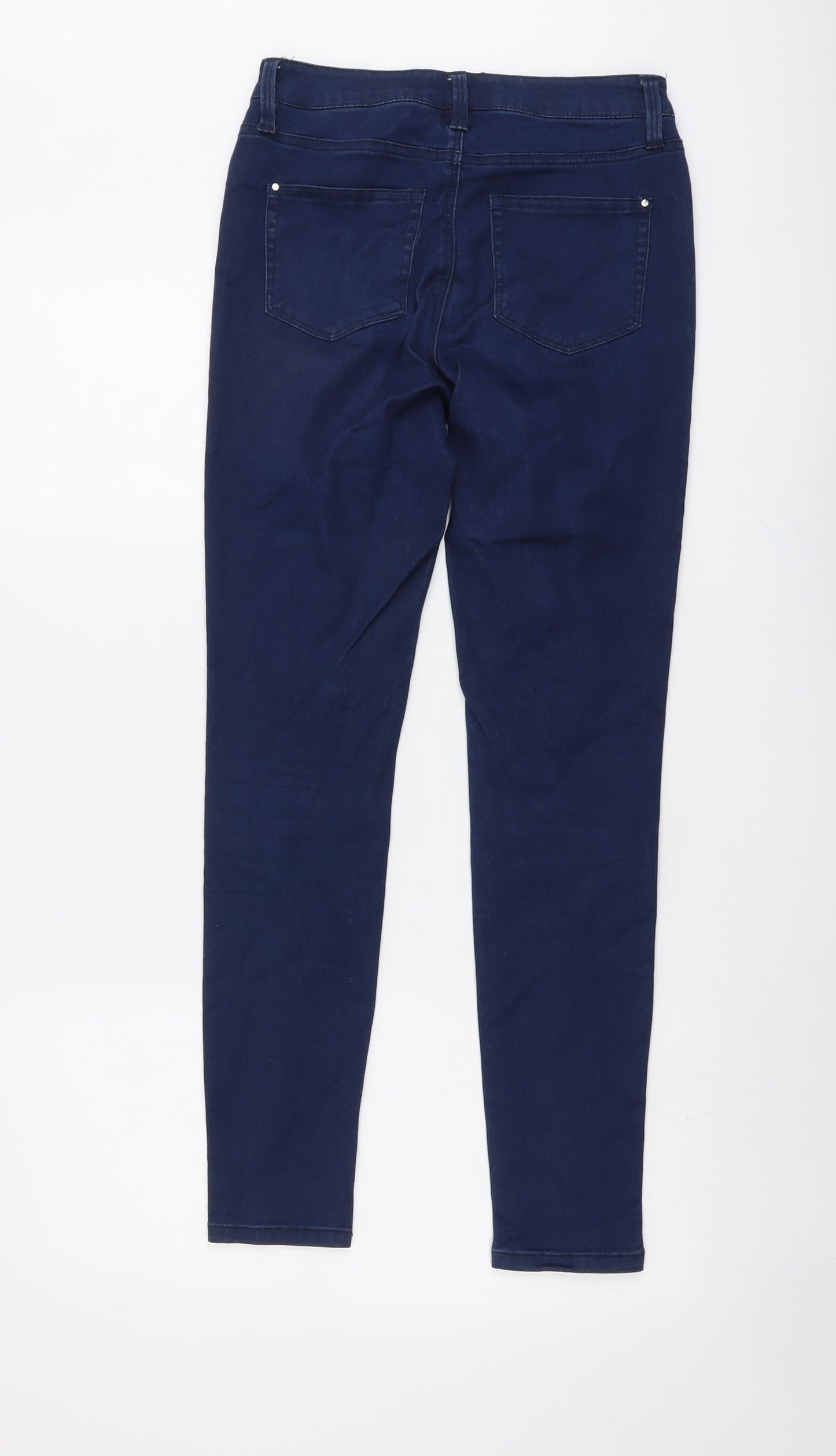 Warehouse Womens Blue Cotton Skinny Jeans Size 10 L28 in Regular Button