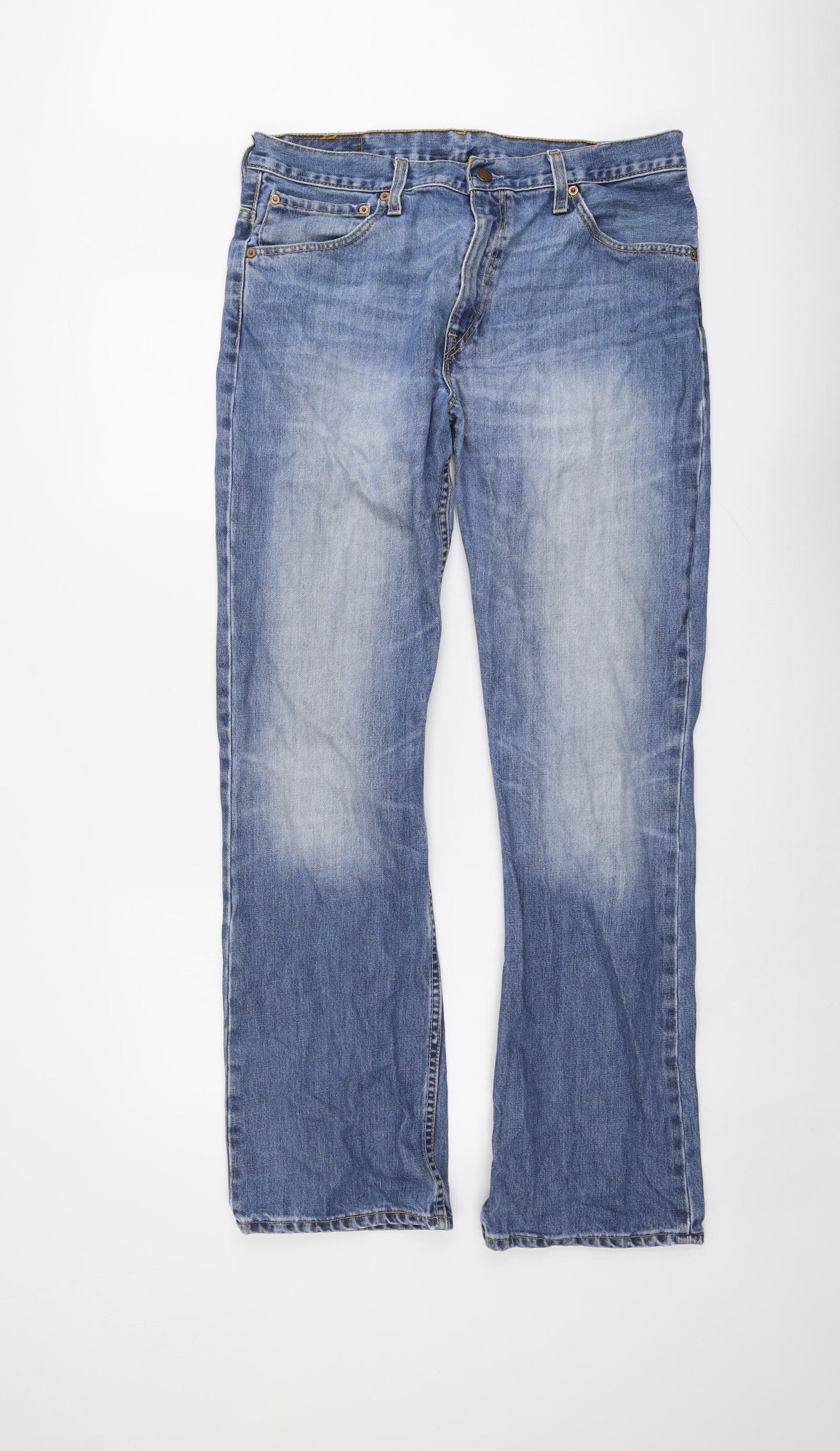 Levi's Mens Blue Cotton Straight Jeans Size 34 in L34 in Regular Button