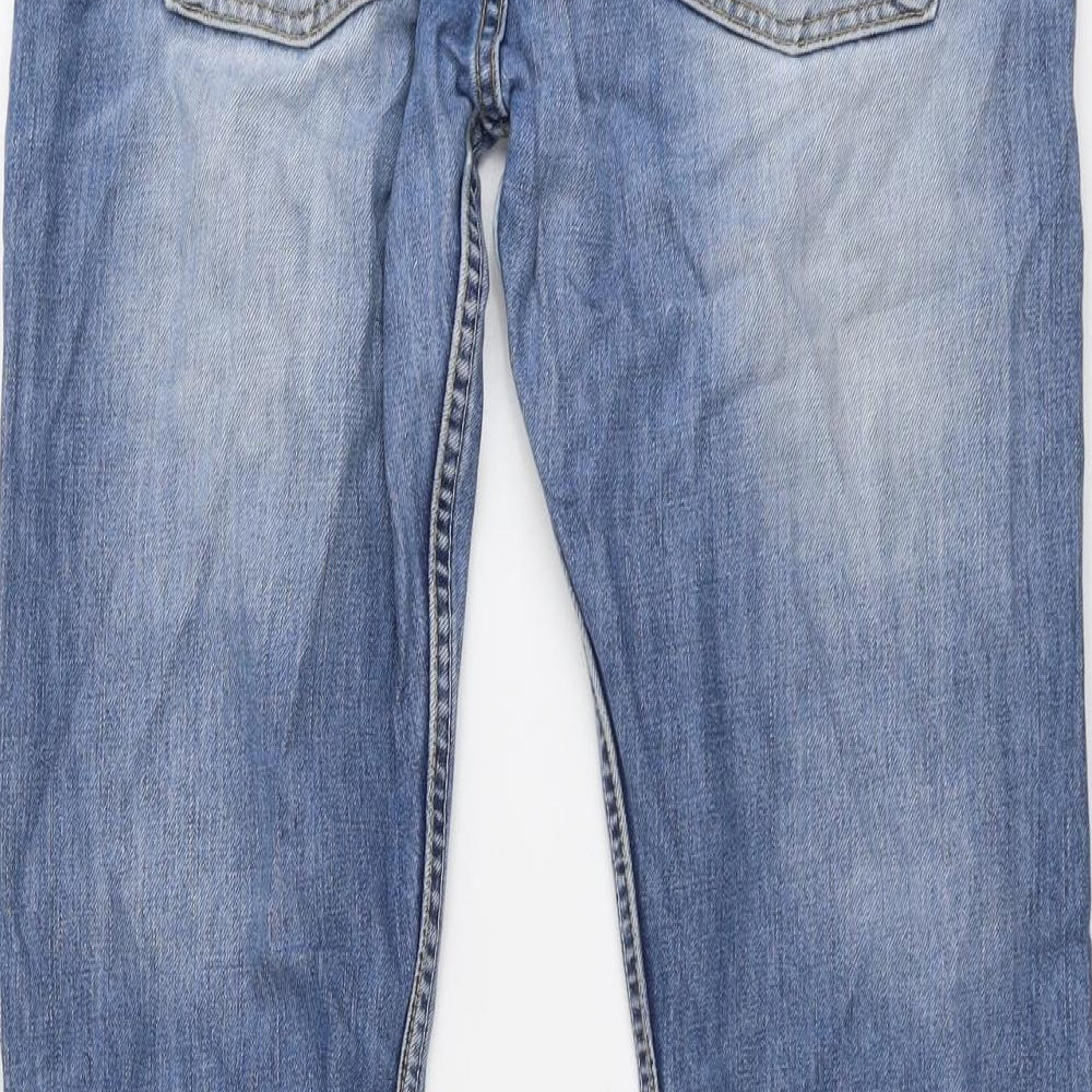 Levi's Mens Blue Cotton Straight Jeans Size 34 in L34 in Regular Button