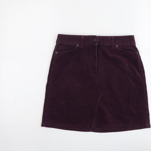 Marks and Spencer Womens Purple Cotton A-Line Skirt Size 8 Button