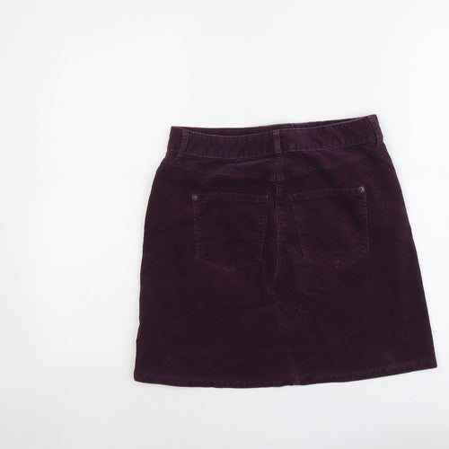 Marks and Spencer Womens Purple Cotton A-Line Skirt Size 8 Button