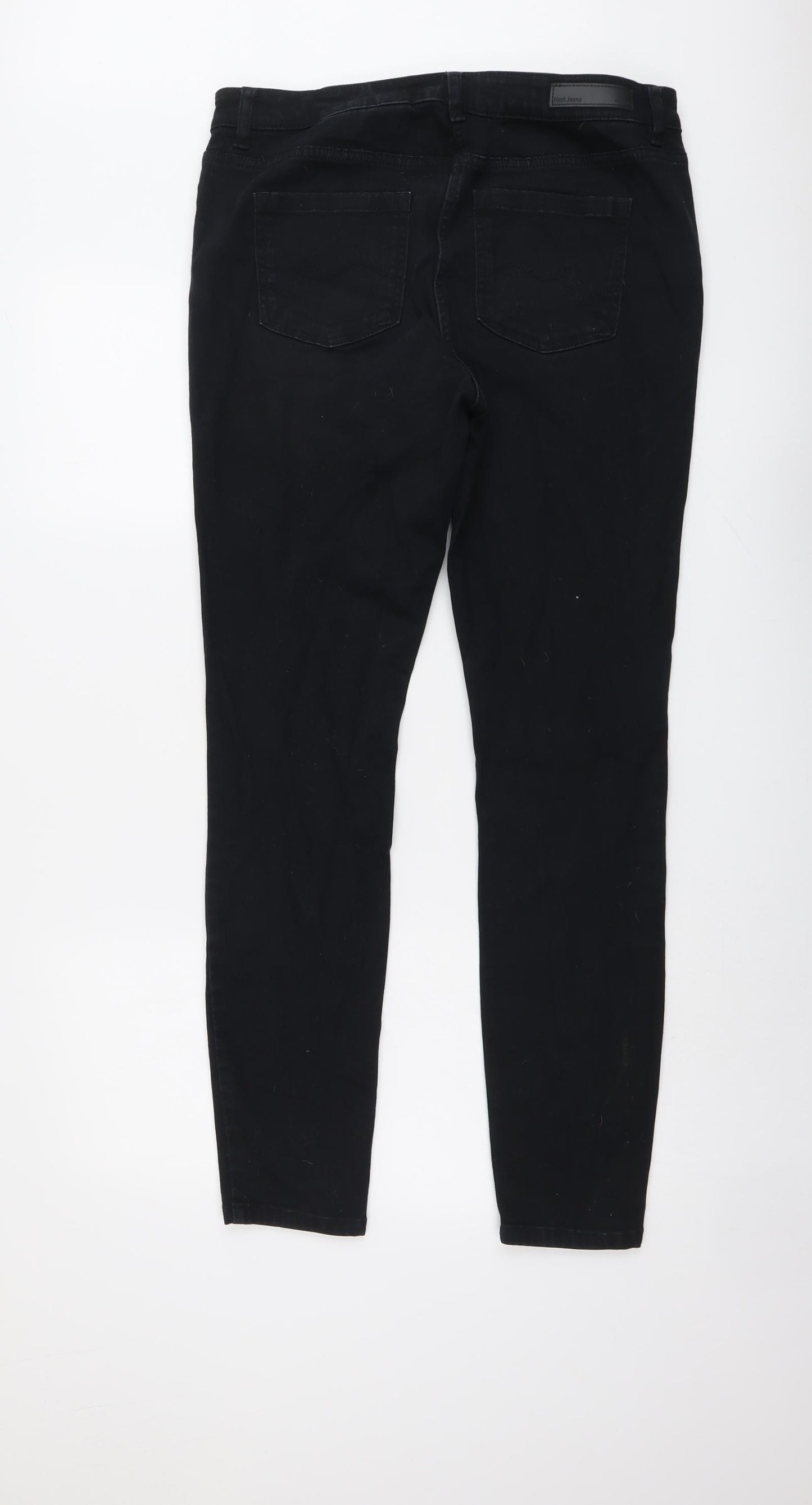NEXT Womens Black Cotton Skinny Jeans Size 14 L30 in Regular Button