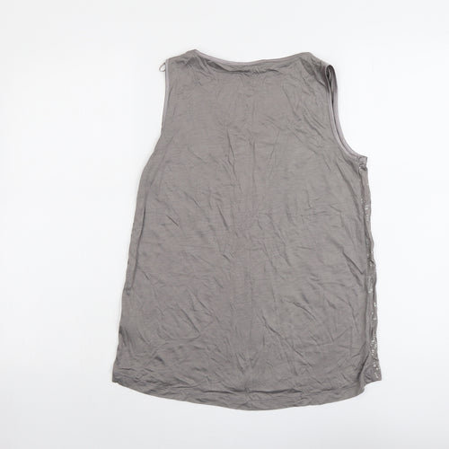 Autograph Womens Grey Geometric Viscose Basic Tank Size 10 Scoop Neck