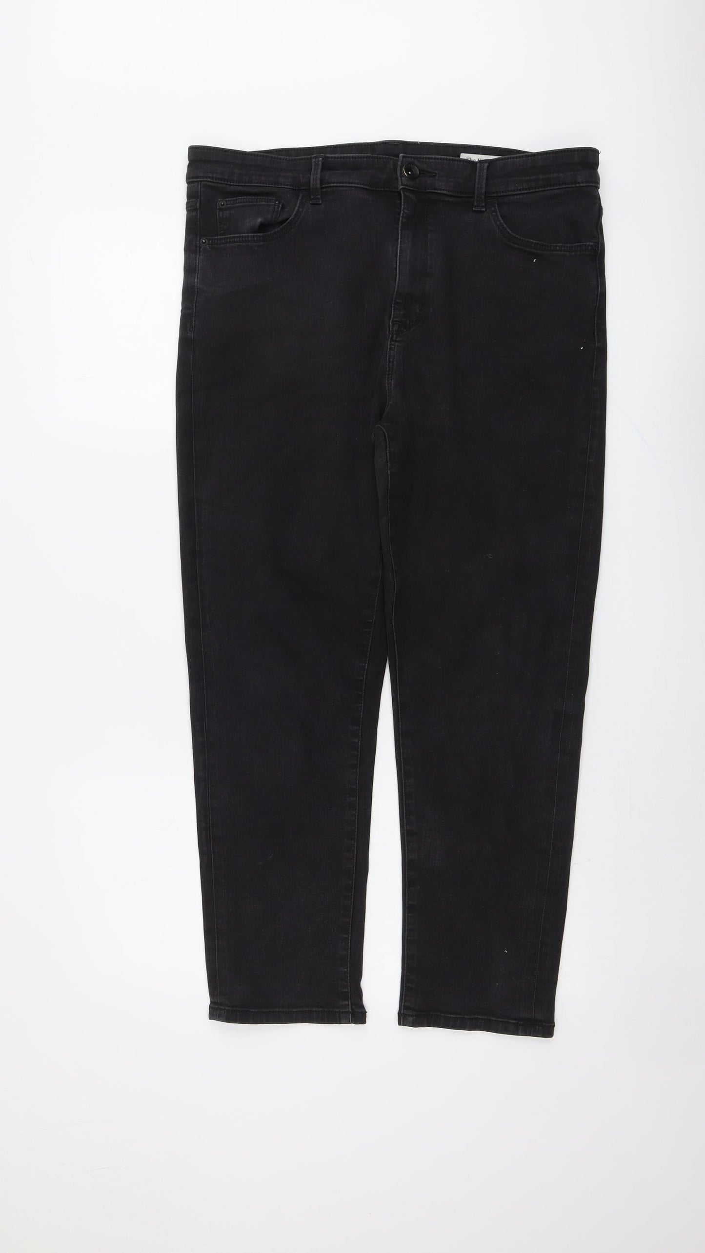 Marks and Spencer Womens Black Cotton Skinny Jeans Size 16 L26 in Regular Button