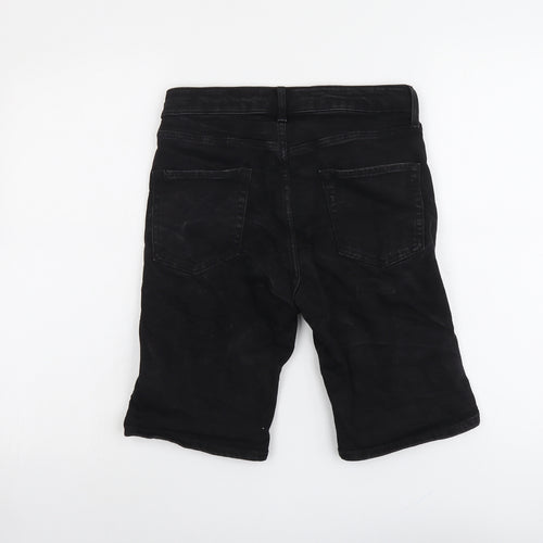 Topman Mens Black Cotton Chino Shorts Size 28 in L10 in Regular Button