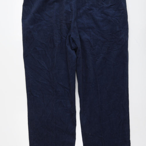 Marks and Spencer Mens Blue Cotton Chino Trousers Size 40 in L29 in Regular Button