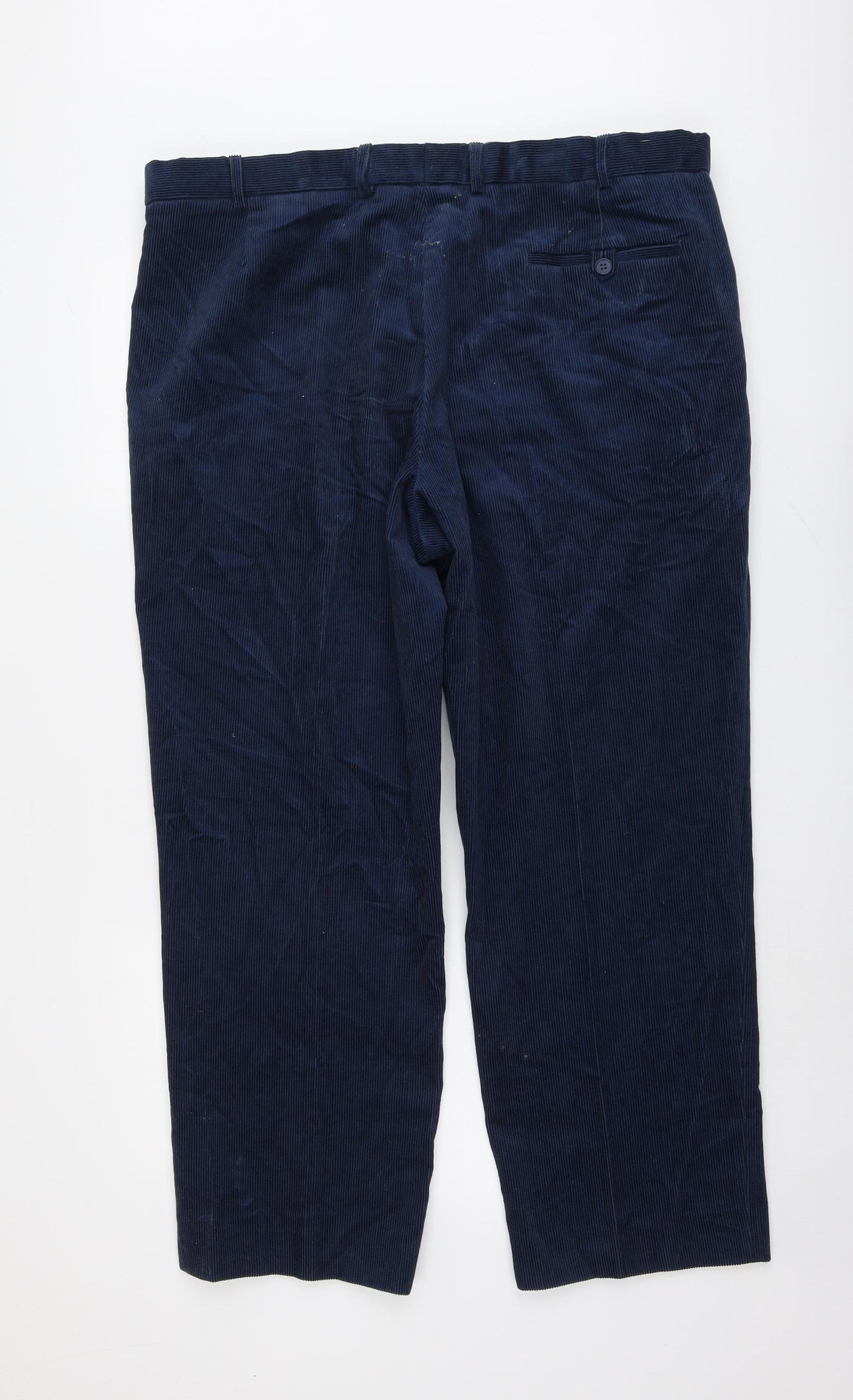 Marks and Spencer Mens Blue Cotton Chino Trousers Size 40 in L29 in Regular Button