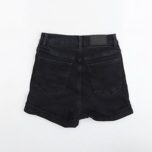 Monki Womens Black Cotton Hot Pants Shorts Size 24 in L3 in Regular Button
