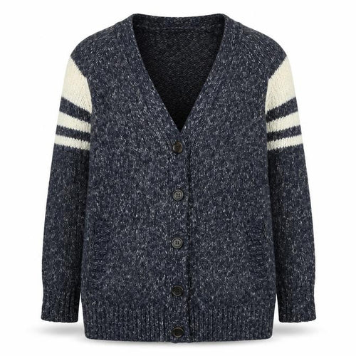 FOREVER 21 Womens Blue V-Neck Geometric Polyester Cardigan Jumper Size M