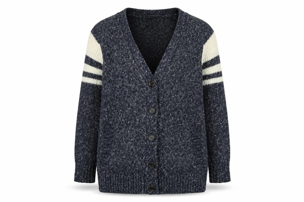 FOREVER 21 Womens Blue V-Neck Geometric Polyester Cardigan Jumper Size M