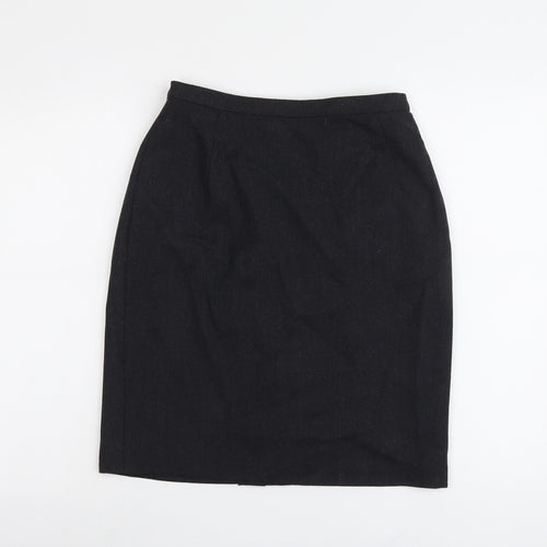 Marks and Spencer Womens Grey Wool A-Line Skirt Size 12 Zip