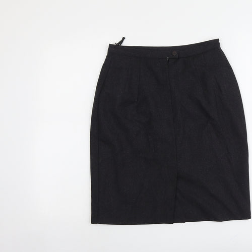 Marks and Spencer Womens Grey Wool A-Line Skirt Size 12 Zip