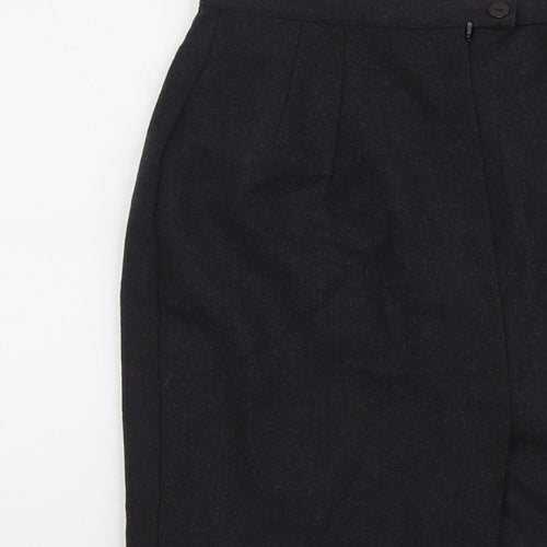 Marks and Spencer Womens Grey Wool A-Line Skirt Size 12 Zip