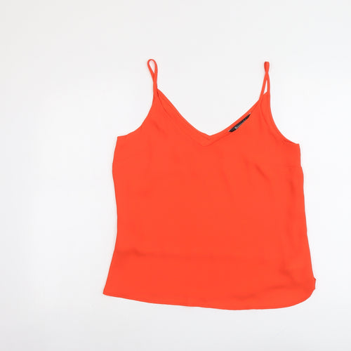 Bonamarché Womens Orange Polyester Basic Tank Size 10 V-Neck