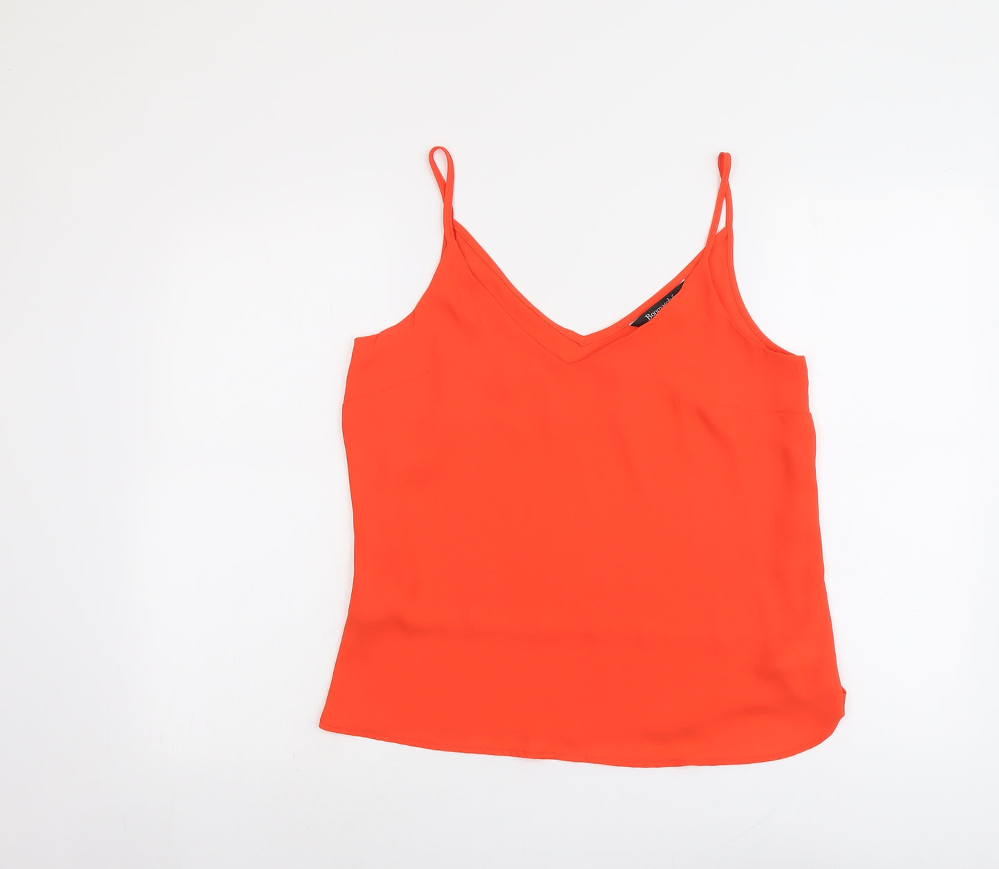 Bonamarché Womens Orange Polyester Basic Tank Size 10 V-Neck