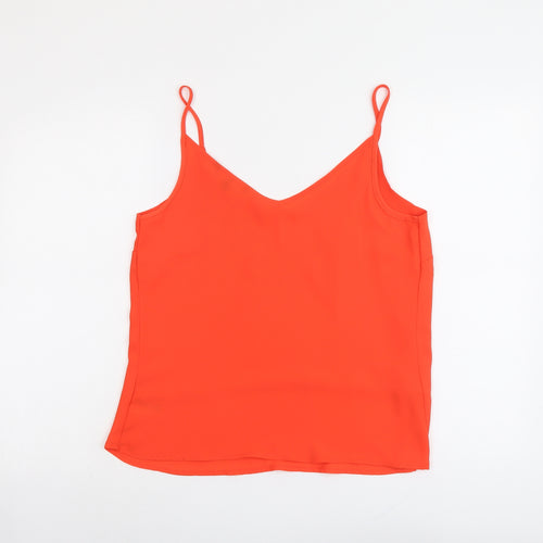 Bonamarché Womens Orange Polyester Basic Tank Size 10 V-Neck