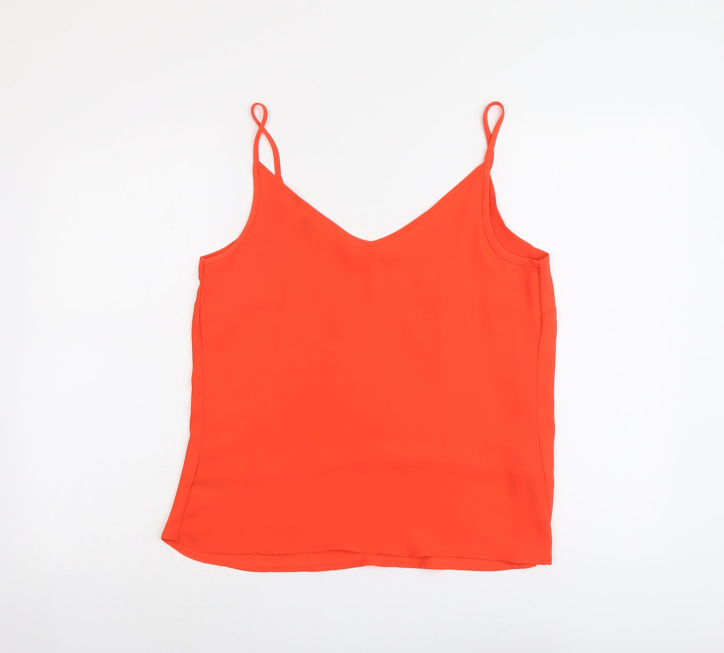 Bonamarché Womens Orange Polyester Basic Tank Size 10 V-Neck
