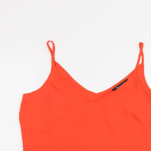 Bonamarché Womens Orange Polyester Basic Tank Size 10 V-Neck