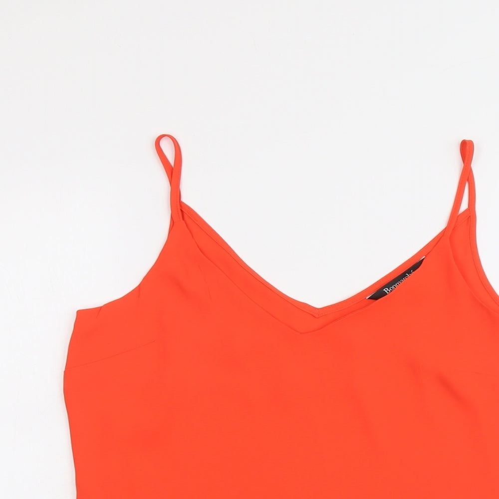 Bonamarché Womens Orange Polyester Basic Tank Size 10 V-Neck