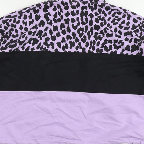 Colourwear Womens Purple Animal Print Cotton Pullover Sweatshirt Size S Zip - Leopard Pattern