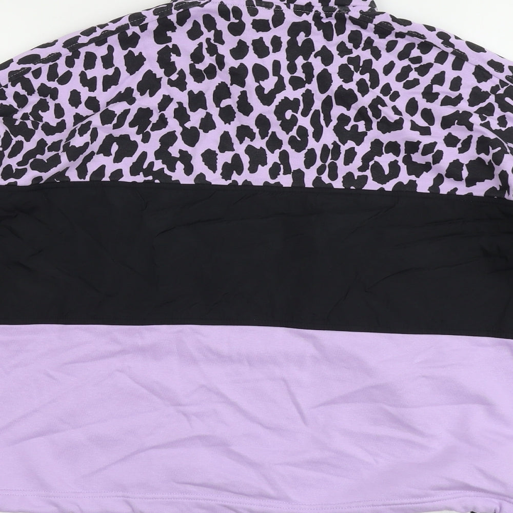 Colourwear Womens Purple Animal Print Cotton Pullover Sweatshirt Size S Zip - Leopard Pattern